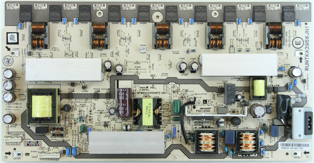 RUNTKA396WJN1, KA396WJN1, QPWBS0225SNPZ, S88-0012A-01A, PSD-0590, 89-001212F, Power Board, SHARP LC-32D44E-BK