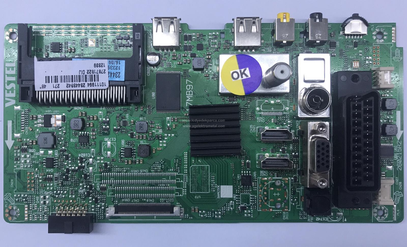 17MB97 , 10111994 , 23443342 , VESTEL , VES480UNDS-2D-N12 , 48HL555 , HI-LEVEL , Main Board , Ana Kart