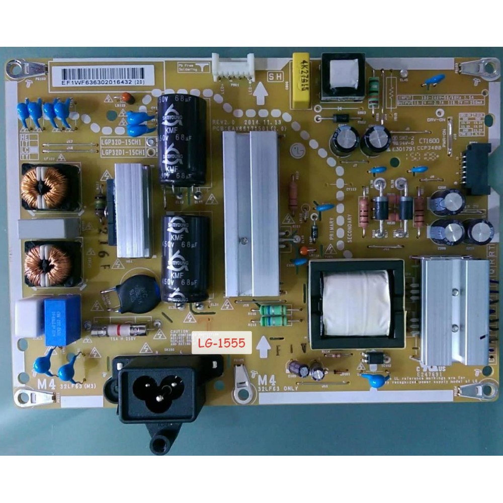 EAX66171501 (2.0), EAX66171501, LGP32D-15CH1, EAY63630201, 32LF63, LG 32LF650V, LG 32LF650V-ZB, LC320DUH-MGP1, POWER BOARD, Besleme Kart