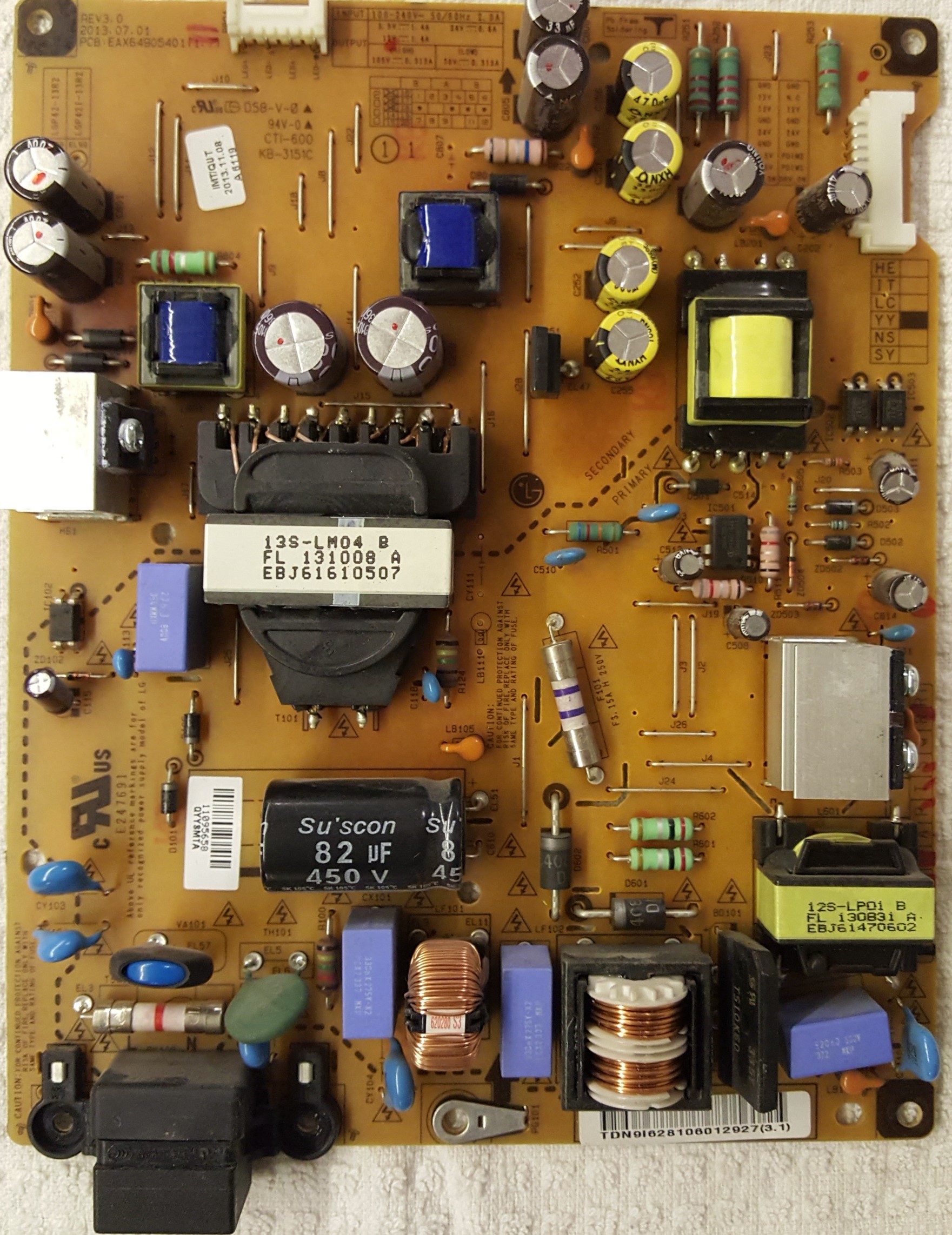 EAX64905401 (1.7) – LGP42-13R2 – EAY62810601 – 3PCR00109A – LG – 42LA620S – POWER BOARD – BESLEME