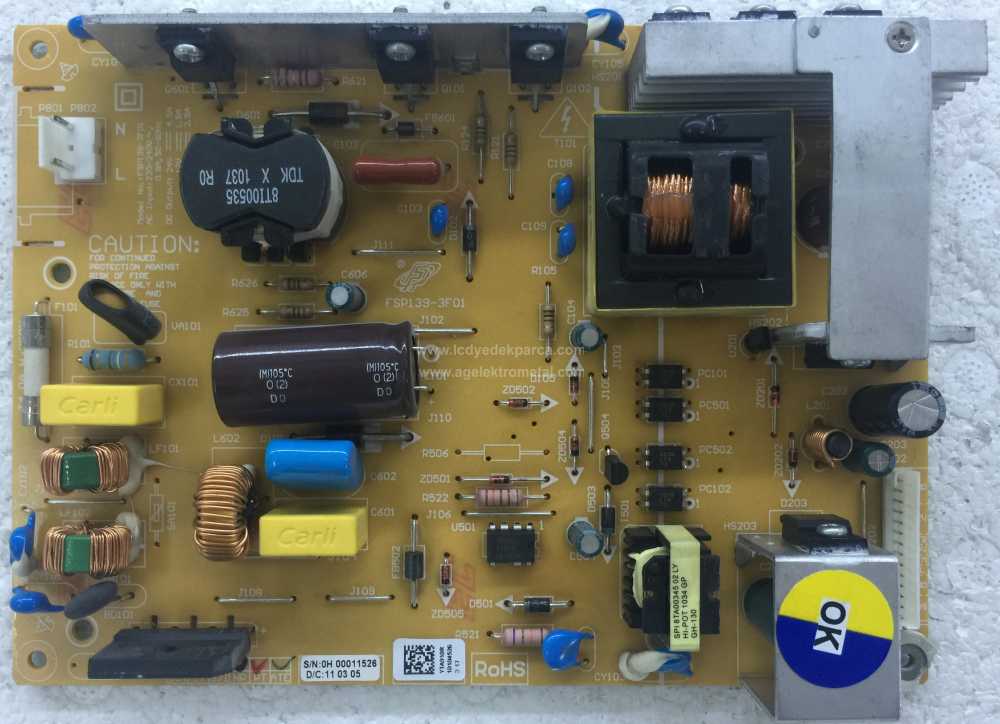 FSP139-3F01 , YTA910R , 3BS0236612GP , ARÇELİK , LTA320P06 , GR32-113 3HD LCD TV , F82-203-3HD , LC320WXN , LC320AP06 , Power Board , Besleme Kartı , PSU